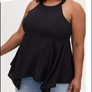 Torrid Black Polyspandex Goddess Neck Camisole Tank Top, Size 3x NWT